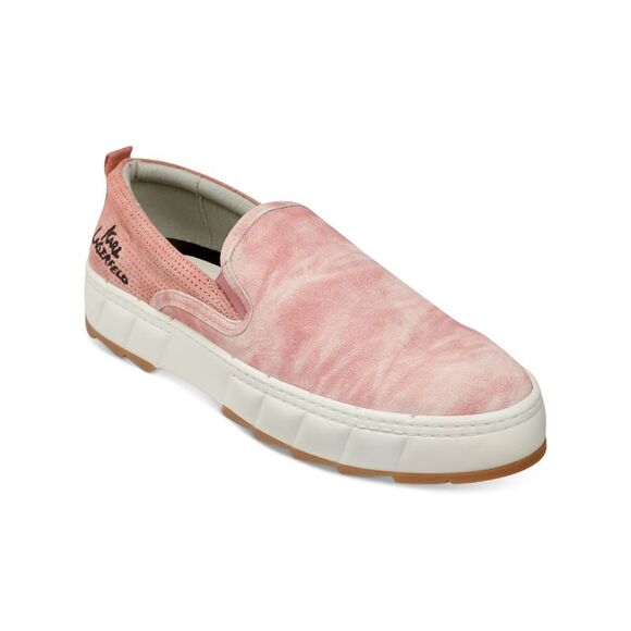 KARL LAGERFELD PARIS Mens Pink Tie-Dye Round Toe Slip On Leather Sneakers 7.5